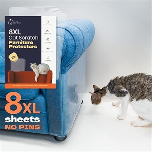 Cat Scratch Couch Protector - 8XL Sheets, Clear (Almost Invisible),Extra Durable - Picture 7 of 7
